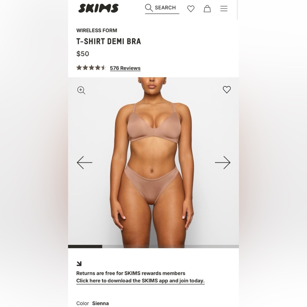 NWT - SKIMS - WIRELESS FORM - T-SHIRT DEMI BRA - 34D